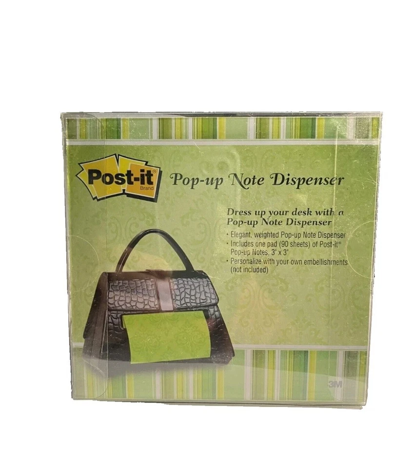 Post-it Pop Up Note Dispenser BLACK Purse Pocketbook Handbag for 3" x 3" pads  - Image 2 of 3