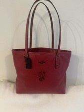 Coach Disney Minnie Mouse Red Tote  Matching Wallet, Embroidered Accents