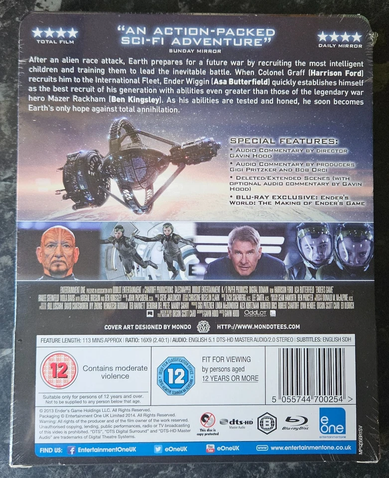 Enders Game -  Limited Edition Factory Sealed Blu-ray Steelbook - Image 2 of 2