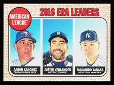 2017 Topps Heritage #8 2016 A.L. ERA Leaders Sanchez / Verlander / Tanaka) LL
