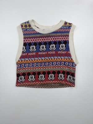 Vintage Zara Disney Mickey Mouse Kinder Strick Weste Größe M Mickey Mouse