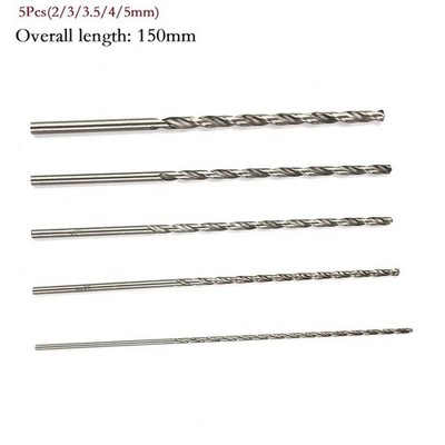 5-teiliges extra langes HSS Bohrer Set 150 mm, 2 mm-5 mm Schnellarbeitsstahl Bits für Holz