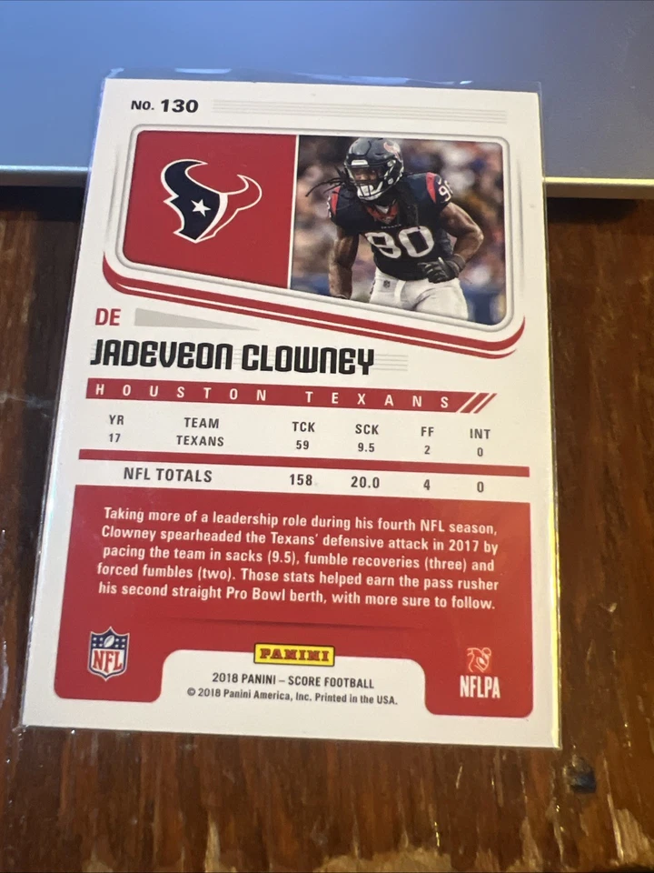 Jadeveon Clowney 2018 Score Gold Zone SP #130 Houston Texans /50 - Image 4 of 4