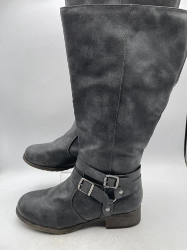 Timberland Stivali Equitazione Donna Tg 7M Pelle Nero Al Ginocchio Zip