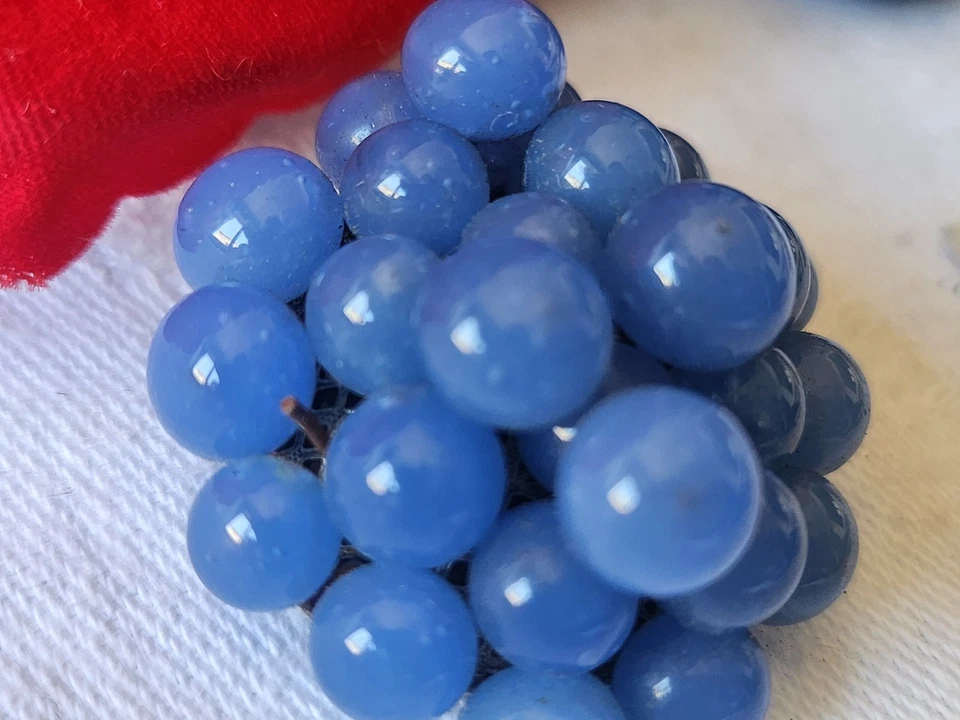 Ancien bouton perle en verre bleu double attache lourd  3,4 cm ref 570 - Photo 3/4