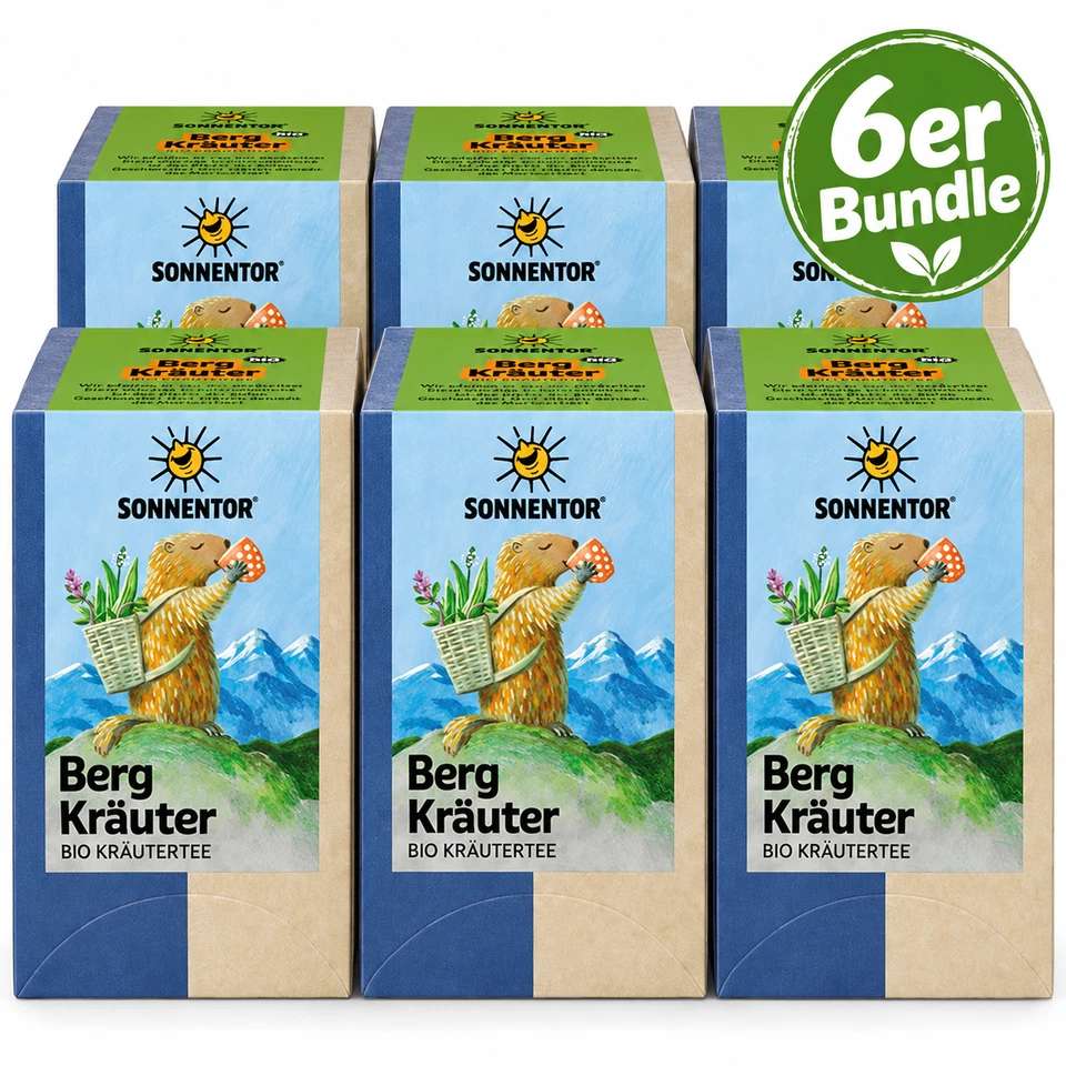 Sonnentor Bergkräuter Tee Bio 6er Pack 6x18 Beutel 162g Kräutertee Vorrat vegan - Bild 1 von 4
