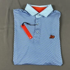 Redvanly Golf Shirt Polo Chest Logo Jarvis Print Small Skydiver Blue MSRP $110