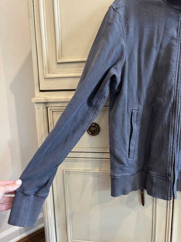 Faherty Terry Tanker Jacket Men’s Navy Gray Medium Cotton Blend - Picture 6 of 10