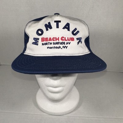 New Montauk Beach Club Unisex Snapback Hat Blue And White