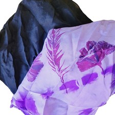 2 100 Silk Vintage Scarves Scarf Baar  Beards Floral Purple Japan Luxury 1990s