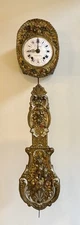 Rare Antique French Morbier Comtoise Wall Clock Ornate Decorations Throughout