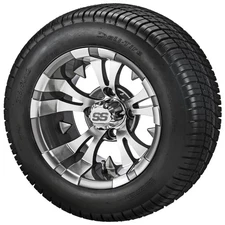 (4) Golf Cart 215/50-12 Deli Street Tire on 12x7 Gunmetal Gray Vampire Wheel