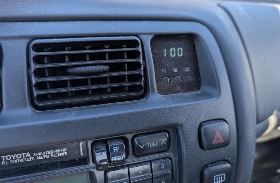 93-97 Toyota Corolla OEM AC Heater Climate Control Dash Bezel Trim, Vent & Clock - Image 2 of 4