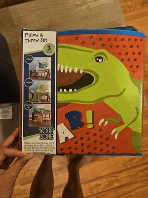 Your Zone Dinosaurier 3-teiliges Kissen & Überwurf Set - Brandneu - Bild 1 von 2