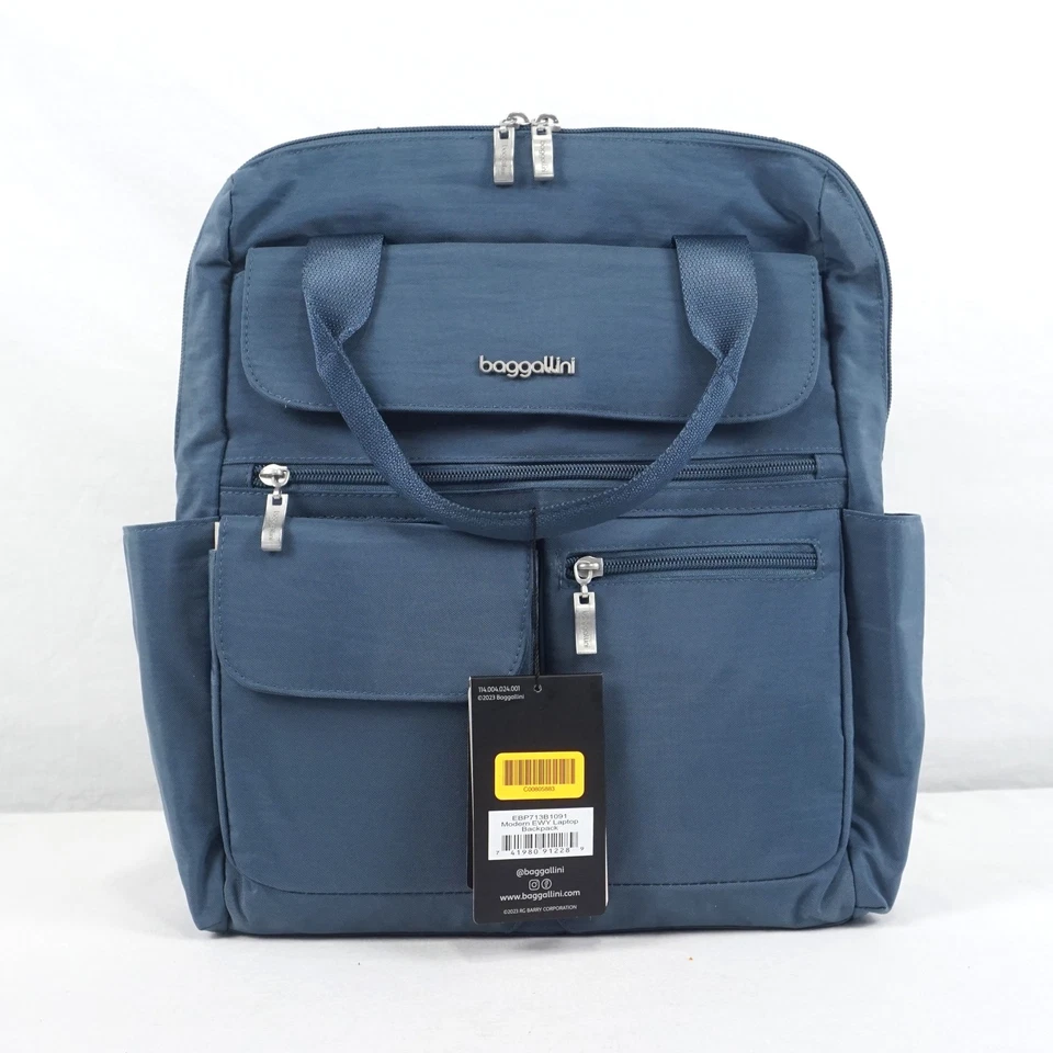 Mochila Baggallini Modern Everywhere para organización interior para computadora portátil en azul niebla 