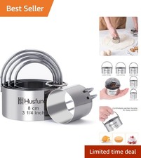 Biscuit Cutter Set Round Cookie Cutters with Handle 5 Pieces Stainless Steel New