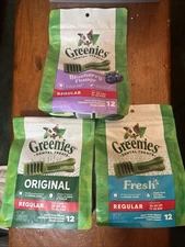 Greenies Regular Natural Dental Care Dog Treats 12 oz 3 Variety Pack Large Dogs