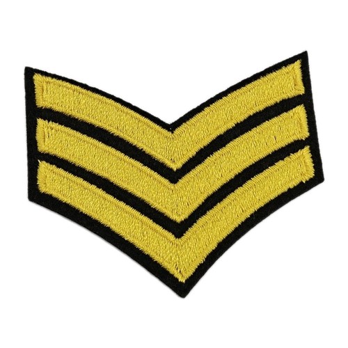 Army Sergeant Stripes Badge Patch - Embroidered Iron On Patches - Picture 1 of 3