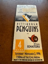1996 Pittsburgh Penguins Ottawa Senators Hockey Ticket Jaromir Jagr Hat Trick