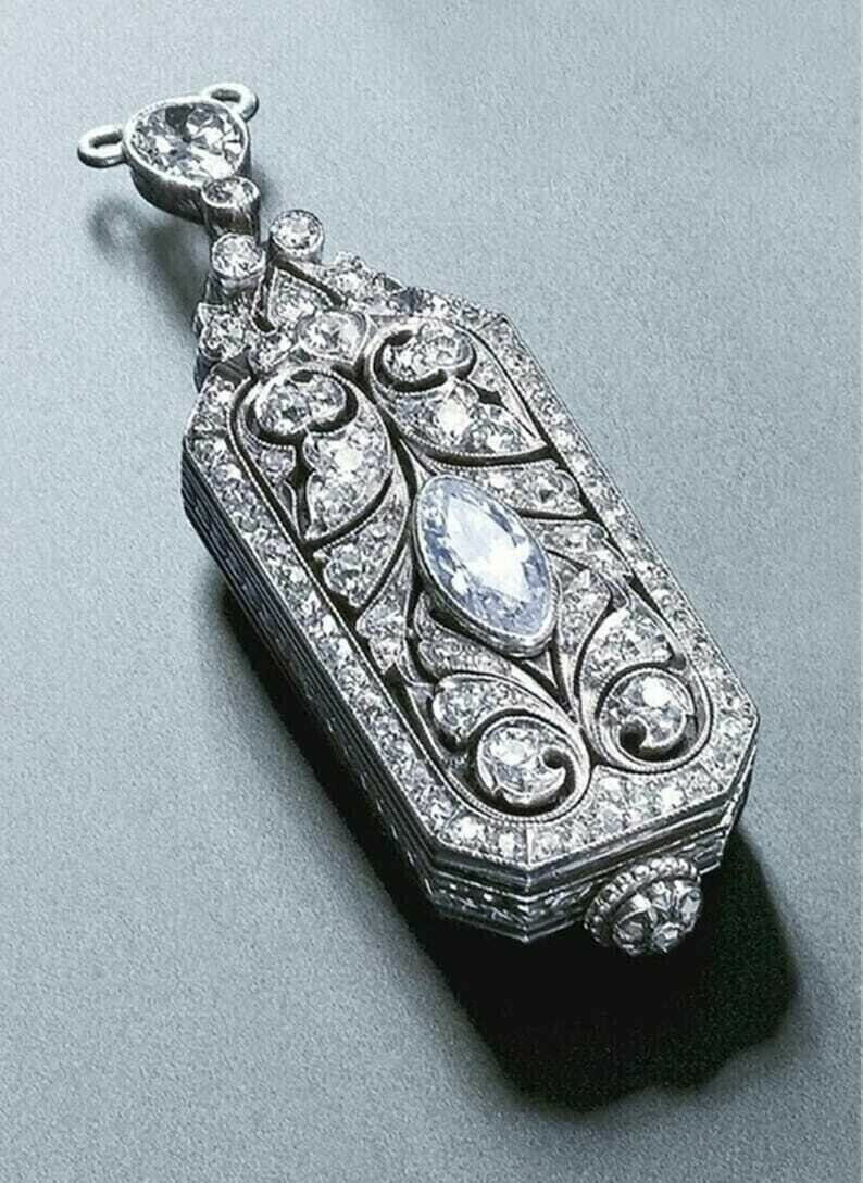5.20Ct Marquise Cut Diamond Engagement Anniversary 14K White Gold Finish Pendant