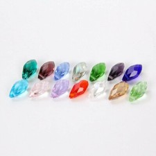 10 Teardrop Beads Glass Briolette Crystal Faceted 12mm Jewelry Supplies Mixed