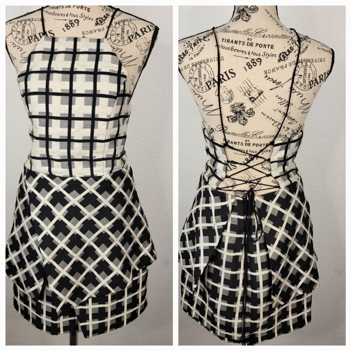nbd corset dress Revolve Cocktail Mini M Halter Open Back Plaid Layered Coquette Size:8 (In-Rental) What to Wear to Phase 3: Further Markdown Prom dress