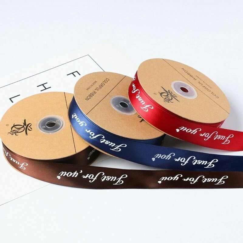 2.5mm Polyester Ribbon Just for You Printed Gifts Wrapping Christmas Decor Multi - Image 4 of 4