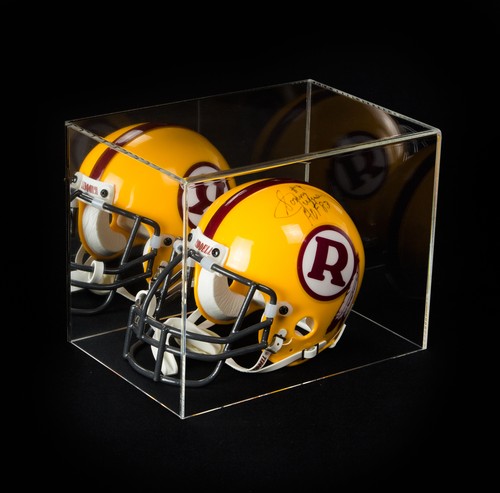 Mini Football Helmet Case w/ Mirror, WallMount, Orange Risers & Black Base (A003 - Picture 4 of 8