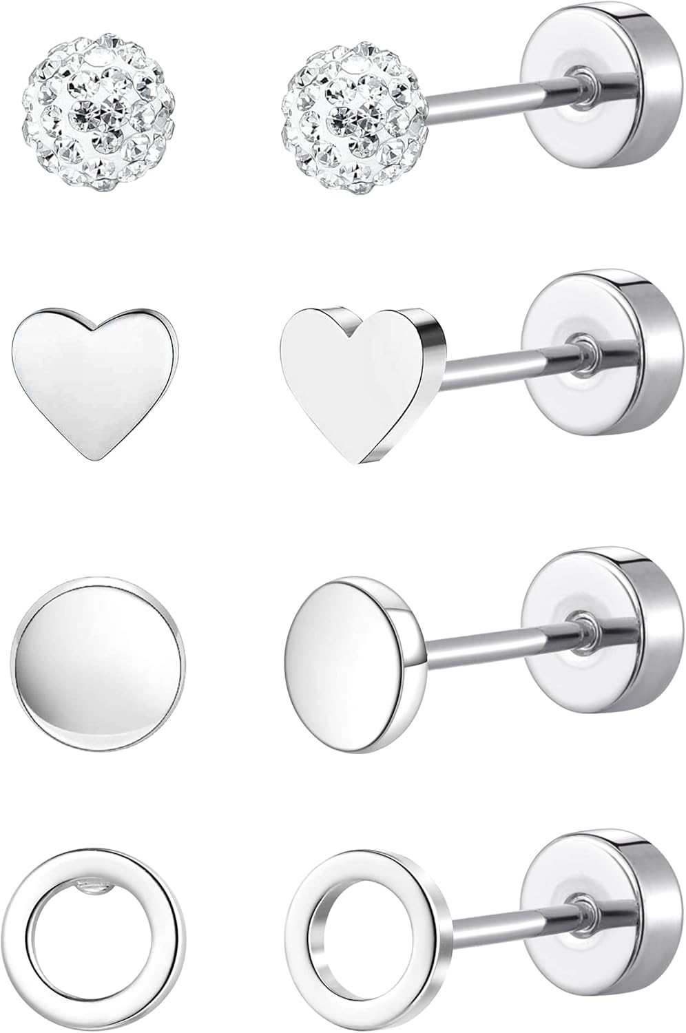 Titanium Stud Earrings for Women with G23 Surgical Steel Hypoallergenic Sensitive Ears
