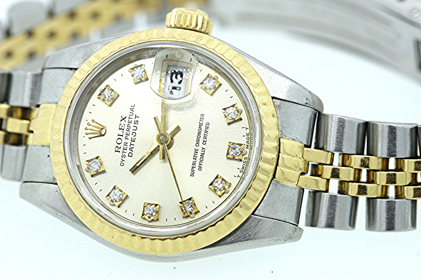 Cool Watch Ladies Rolex Datejust Watch 691733 Factory Diamond Dial 18k SS