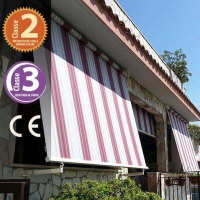Tenda Da Sole A Caduta Mitepek Per Balcone - 250cm, Colore Beige/Bordeaux, Con Bracci - Foto 8