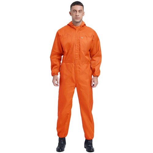 Mens Coverall Flame Jumpsuit Resistant Hooded Mechanic Dungarees Halloween Work - Picture 12 of 50
