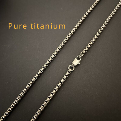 Pure Titanium Necklace Width 3mm Square Box Sub Chain Antiallergic Classic Style