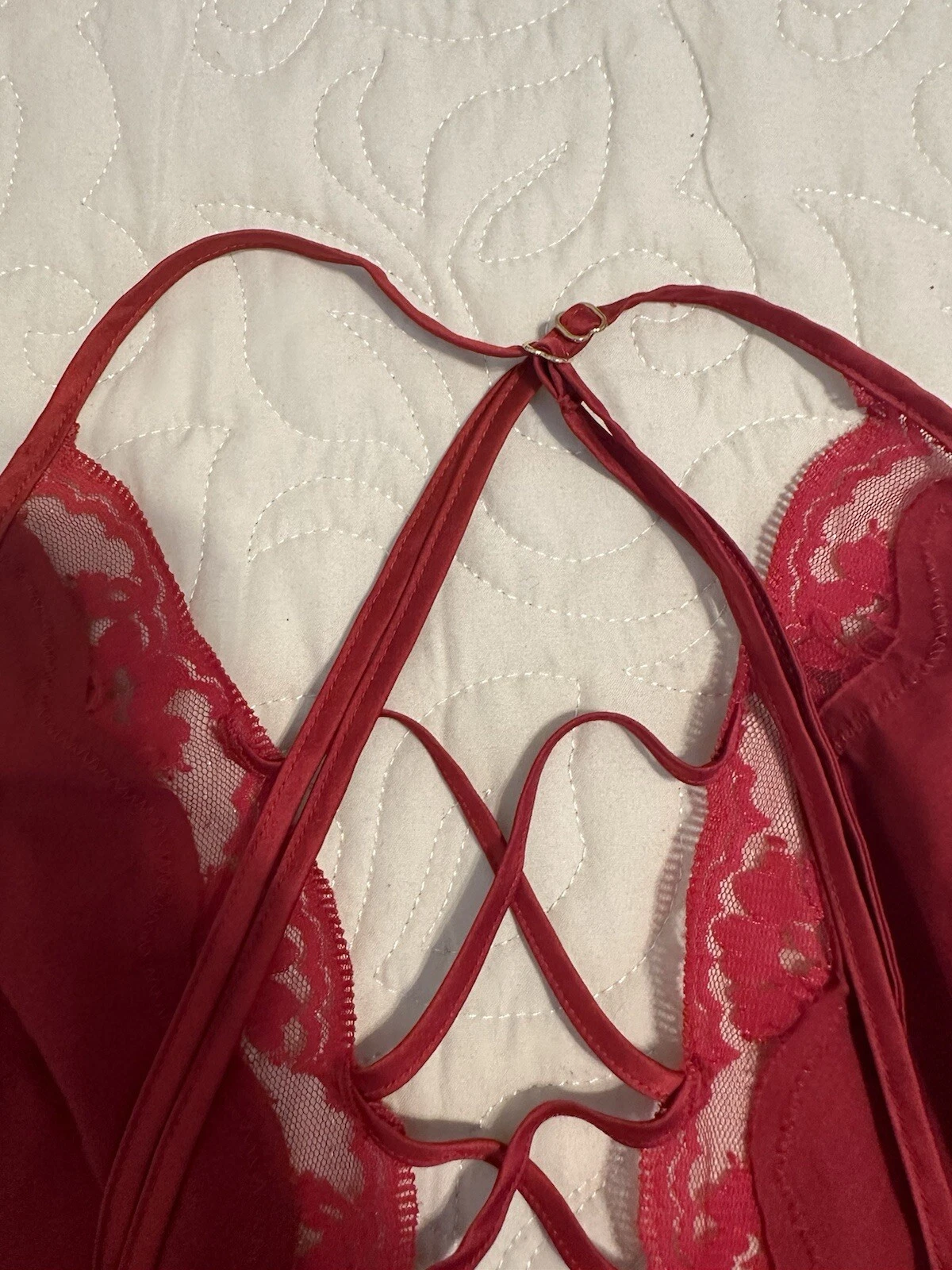 UNDERCOVER Abito Victoria Secret rosso pizzo incrociato davanti slip taglia large