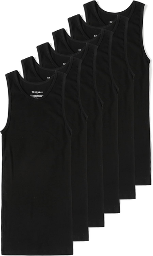 Men'S 6-Pack A-Shirts Tight Fit Tank Tops Cotton Spandex Undershirts