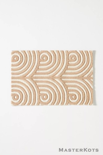 Andee Stripes Neutral Modern Hand-Tufted 100% Wool Area Rug Carpet - Picture 4 of 4