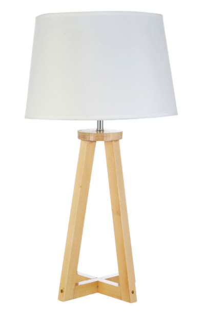 Premier Brett Table Lamp Wood with Fabric Shade Reading Bedside Light