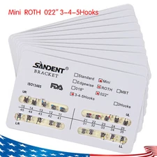 10 Packs Dental Metal Brackets Braces Mini Roth Slot.022 3-4-5 Hooks Sandent MX