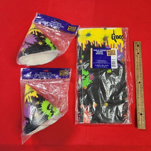 Vintage Party Express 1995 Goosebumps Table Cover Nappe Mantel & 16 Party Hats - Picture 24 of 24