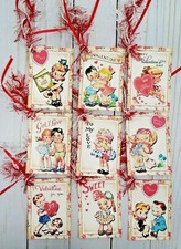 9 Retro Style Valentine Handmade Gift Tags Scrapbooks Junk Journals Crafts