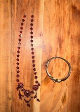 Granat Collier mit Armreif Antik Schmuck Schmuckset Trachten Vintage Rar Selten