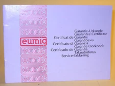 Original(!) Guarantiee Certificate (for an Eumig Macro Sound 44XL) 