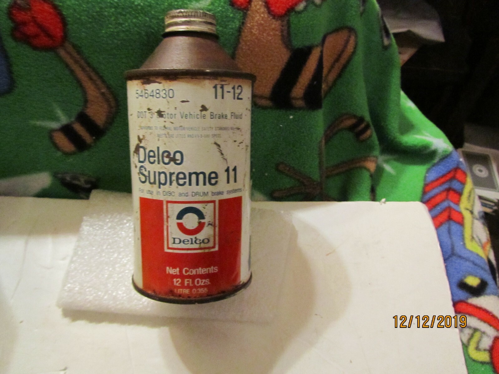 Delco Supreme Brake Fluid No 5464830 12 fl oz Tin Can 1/4 Full Made in