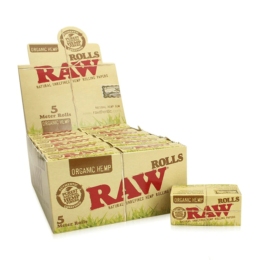 24x RAW ORGANIC HEMP ROLLING Papers Rips KING SIZE Slim  (5m) Natural - Full Box