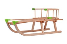 GaGadumi Slitta in legno FSC 90 cm con schienale e fune - per bambini e adulti