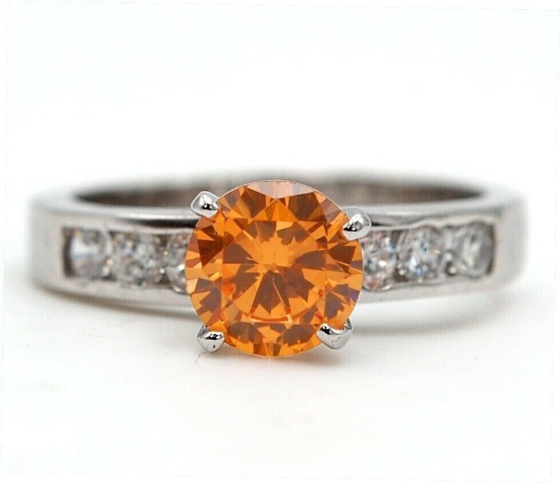 2CT  Padparadscha 925 Sterling Silver Ring Sz 8 U2-6
