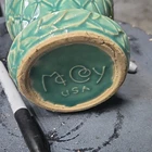 McCoy Green Ceramic Round Planter Diamond Pattern Pottery USA Glossy Finish