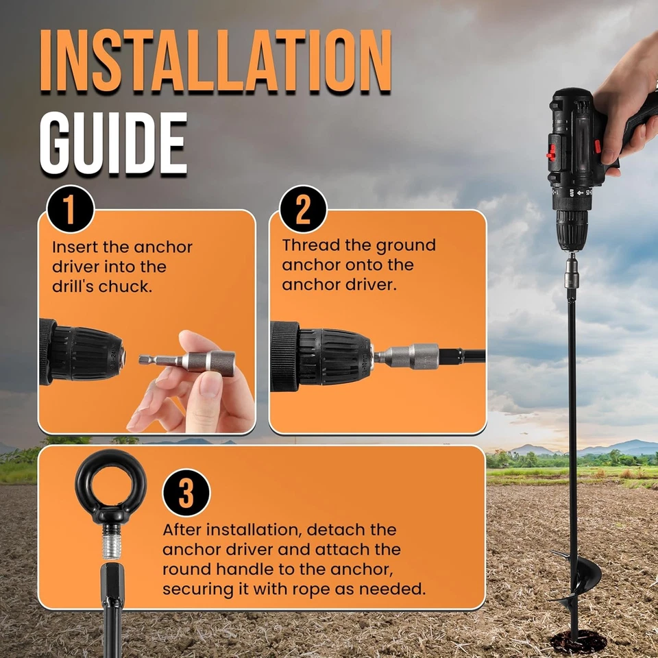 18-дюймовые заземляющие анкеры высокопрочные для сильного ветра - комплект заземляющих кольев ввинчивающийся сарай - Изображение 4 из 4