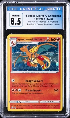 2022 POKEMON BLACK STAR PROMOS #SWSH075 SPECIAL DELIVERY CHARIZARD CGC 8.5