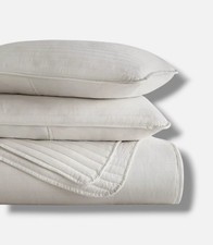 ienjoy Home Beige Stripe Stitch 3-Piece Quilt Set, Full/Queen